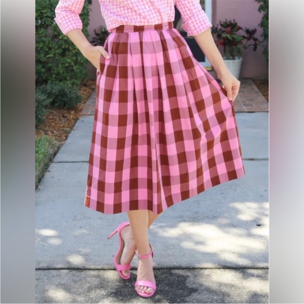 J Crew Cotton Gingham Midi Skirt - size 00 - Perfect Condition - Picture 6 of 10
